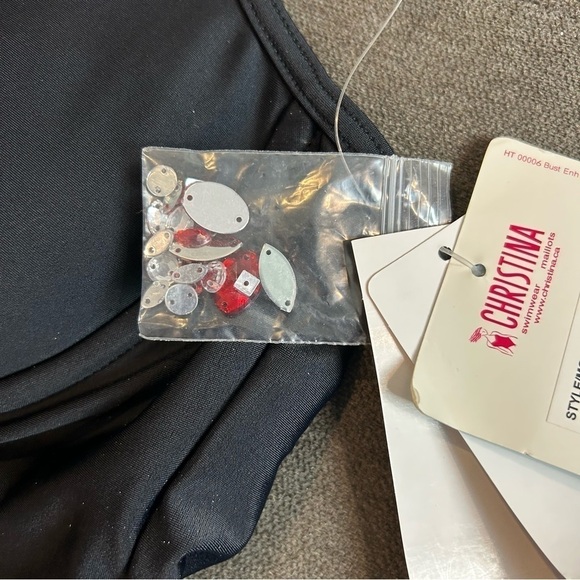 Christina Tankini Swimwear Bust Enhancer Black & Red Two Piece Swimsuit Sz. 12 - Picture 11 of 16